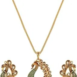 silver shine SILVERSHINE Attractive Gold Plated Peacock Designer Pendant for Women Girl-picture-37