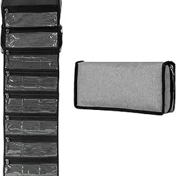 FATMUG Multi Pockets Jewellery Organizer Bag - Perfect for Travel and Home Use (Light Grey)-picture-14