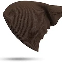 Unisex Cotton Solid Warm Soft Women's Knitted Winter Hats for Men Women Caps Skullies Beanies : Coffee-image-3