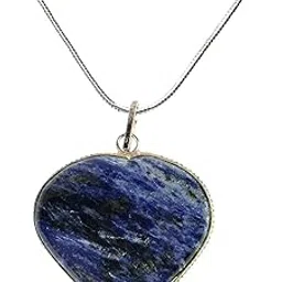 reiki crystal products Unisex Sodalite Pendant Heart Shape Crystal Stone Pendant with Chain for Reiki Healing Size 30-35 mm (Color : Blue)-picture-36