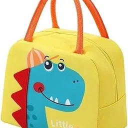 AASAISH Lunch Box Bag for School Kids Below 7 Yrs, Girls, Animal 3D Design Bag for Travel Picnic Organize Store Hot & Cold Insulated Portable Tiffin Bag 23 x 19 x 10 cm Gift for Diwali (Dino Yellow) image 1