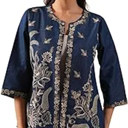 savi Blue Denim Embroidered Designer Jacket-picture-22