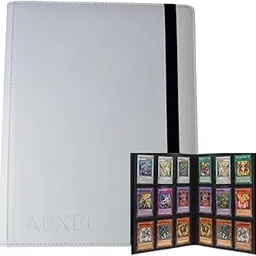 Aexel Trading Card Binder, 9 Pockets, 360 Cards Capacity, PU Armoured Clothing HardBound Elastic Strap Storage Album for All Cards (Luxury White)-picture-20