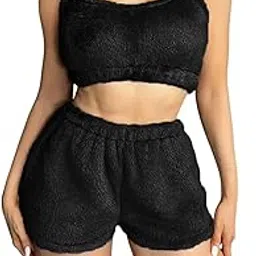 kotty Women’s Coral Fabric Sleeveless Winter Set – Stylish Mini Shorts Ensemble for Cozy Comfort-picture-32