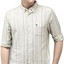 the bear house Men's Striped Slim Fit Cotton Linen Casual Shirt | Green | TBH-INGO-CR-picture-29