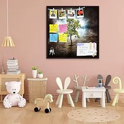 ArtzFolio Lonely Tree in The Woods, Dream or Nature Concept | Bulletin Board Notice Pin Board | Vision Soft Board with Thumb Push Pins & Sticky Notes | Dark Brown Frame | 24 x 24 inch (61 x 61 cms)-image-31