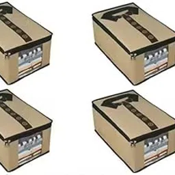 ABHIKRAFTS Stackable Shirt Stacker, Storage Bins, Closet Organizers, Foldable Storage Boxes,Shelf Organizer, Shelves Basket Storage Bin For Organizing Clothing Pack of 4 (Beige)-picture-39