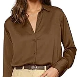 aahwan Solid Button Up Drop Shoulder Officewear Casual Formal Long Sleeve Satin Shirt for Women's & Girl's-picture-48