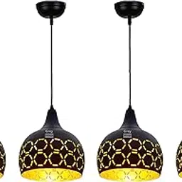 Keyplus Metal Cutted Helmet Hanging Light Ceiling Pendant Lamp, Black, Pack of 4-picture-27