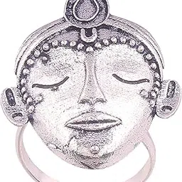 i jewels Navratri Ethnic Silver Oxidised Stylish Adjustable Finger Ring For Women/Girls (FL23-1)-picture-18