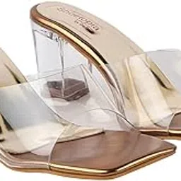 Women's Clear Block Heel Mules Copper || Transparent Strap Slip-On Sandals || Open Toe Chunky Heels EU39-image-99