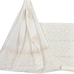 hastkala Women's White Cotton Hand Block Printed Desgin Unstiched Dress Material With Cotton Dupatta Salwar Suit Set-picture-13