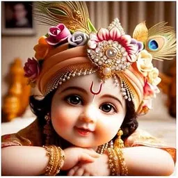 wallpics® Cute little Bal Gopal Baby God Krishna| Kanha Ji | Laddu Lord Makhan Chor Painting Religious Poster for Pregnant Women for wall (matt thin vinyl,sticker,multicolor,unframed)| j206-picture-29