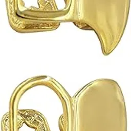 2Pcs Double Cap Fang Grills Teeth, Silver Hollow Teeth Grillz,Hip-Hop Rapper Mouth Caps Hollow Teeth Cosplay (2pcs（Gold）)-picture-31