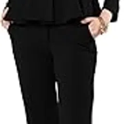 zlaata Solid Co ord Set for Women | Peplum Top with Flared Pants | Lapel Collar | Full Sleeves | Bottom with Both Side Pockets | Slim Fit Office Cord Set for Women | Pack of 1-picture-56