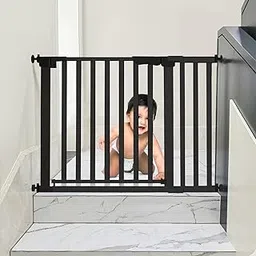 Uliance Baby Safety Gate, Auto-Close Metal Gate for Toddlers, Extra Secure Stair & Door Barrier, Adjustable Width, Dual Lock, No-Drill Installation (Black, 104-111cm)-image-2