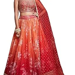 zeel clothing Women's Silk Embroidered Semi-Stitched Wedding Lehenga Choli with Dupatta Free Size-picture-48