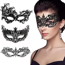 Wanna Party 3 Pcs Masquerade masks, Lace Eye Mask,Masquerade Masks, Venetian Masquerade Mask for Men and Women,Halloween Masks Vintage for Costume Party-picture-28