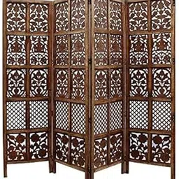 ALSA FURNITURE Wooden Room Divider Partition, Screen, Separator for Living Room, Bedroom, Hallway, Studio, Salon Decoration (S Frame Design, 6 Feet) (Material: MDF, Color: Brown)-(4 Panels).-picture-28