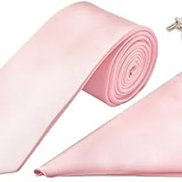Baby Pink Italian Silk Tie, Pocket Square & Matching Cufflink Gift Set for Men – 2.75" Slim Necktie, 10x10 Handkerchief, Brass Cufflinks – Elegant Formal Accessories in Wooden Gift Box-image-57