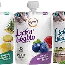 Gnawlers Lickable Wet Creamy Cat Treats, Assorted Flavours, for Adult Senior Cats, Chicken Pineapple x3 I Yogurt Blueberry x3 I Tuna Pumpkin x3 I Pack of 9, by DogsNCats-picture-54