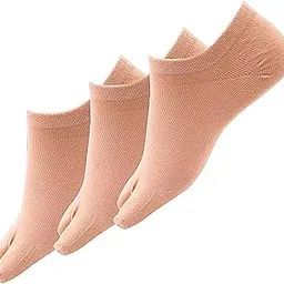 footprints Women Thumb Organic Cotton Socks | Pack of 3 Pair | Beige |, ankle length-picture-35