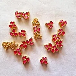 Jewellery Making kundan, Verticle Three Petals Design,Pack of 12 Rani Pink Color, use in Necklace Nath, mangalsutra, Earring, Imitation Jewellery-picture-45
