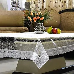 Kuber Industries PVC Center Table Cover|"40x60" Inch |Stone Print Table Cloth 4 Seater|Waterproof Table Sheet Silver Lace (Silver)-picture-14