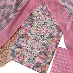 s salwar studio Cotton Embroidered Pink Unstitched Dress Material-picture-28
