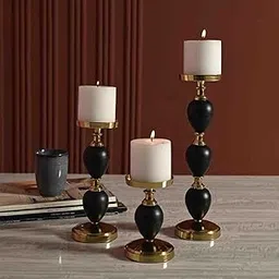 Candleabra Diwali & Christmas Festival Decorative Centerpiece Candle Holder Stand for Tabletop Decor Pillar Candle Stand Set of 3, Candle Holders Stand (Gold)-image-14