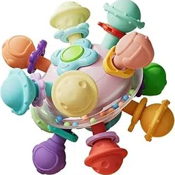 Genie's Toy Bus- Silicone Space Ball Baby Teether - Sensory Toys for Boys and Girls, Newborn & Infant Rattle Toys, Montessori Learning Developmental Toddler Toys Suitable for Babies 6+ Months-picture-19