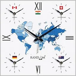 RANDOM Silent Movement World Wall Clock with Different Time Zones for Home/Living Room/Bedroom/Office/Shops/Dining Hall Stylish Clock - Multi - 9345-picture-42