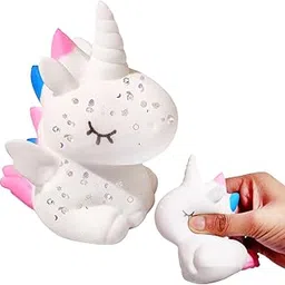 FunBlast Squishy Unicorn Toy – Mini Animal Squishes, Soft & Slow Rising Stress Relief Toys, Realistic Miniature Toys, Non-Toxic PU Foam Fidget Toy for Kids & Adult (White)-image-51