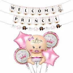 Rozi Decoration Welcome Princess Decoration Kit for Girls Set of 6 Pcs | Its A Girl Decoration Items | Baby Welcome Home Decor Kit-picture-12