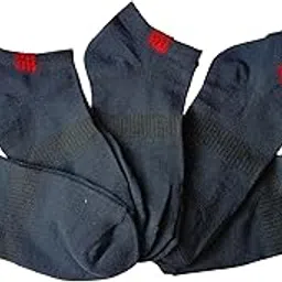 Athletic Ankle Socks, Multicolor with Red Accent, Cotton Blend, 5 Pairs, Ribbed Knit Design, No-Show Style for Sports and Casual Wear for Girls and Women's-image-31