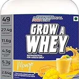 INTERNATIONAL PROTEIN GROW WHEY 2.27 KG Imported | Manufactured in Australia | High protein | 27.4G PROTEIN |4.5G GLUTAMIC ACID |5.3G BCAA | CREATINE 3G (MANGO)-picture-19