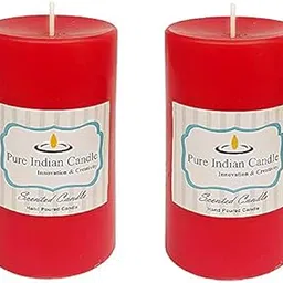 Pure Indian Candle Handmade Fresh Cut Roses Scented Red Smooth Wax Pillar Candle PIC0011 (Pack of 2 pcs.) Burn Time 50 Hrs.-picture-67