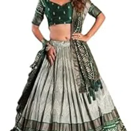 Navratri Collection Original Mirror Handwork Cotton Lehenga Choli With Dupatta (GREEN3)-image-10