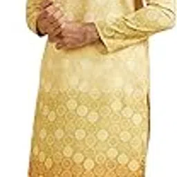 manyavar Men's Cotton Blend Circular Bandhani Prints Kurta Pyjama Set (2pcs)-picture-37