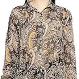 avanova Black Chiffon Sheer Mesh Button Down Shirt Top Long Sleeve Drop Shoulder Blouse (Shirt 73 Black S)-picture-40
