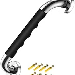 MONIT Stainless Steel Grab Bar for Toilet with Grip/Anti-Slip Handle for Bathroom Support -12 INCH (30CM) - Pack of 1 (Chrome & Black) (Grip Grab BAR)-picture-12