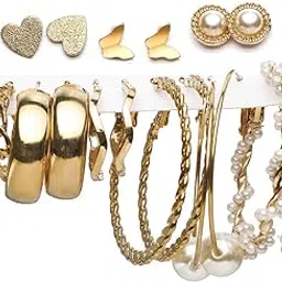 shining diva fashion Latest Stylish 9 Pairs Combo Earrings for Women and Girls (Gold) (13670er)-picture-51