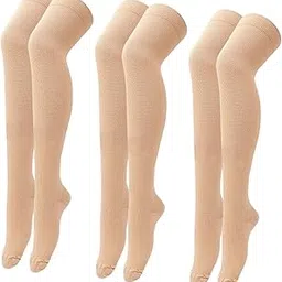 dress cici Over The Knee Compression Socks for Women -Solid Color, Stripes, Rhombus Pattern Thigh High Stockings (3 Pack)-picture-10