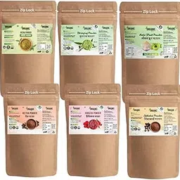 Amla, Reetha Shikakai, Bhringraj, Hibiscus and Henna Powder for Hair (Pack of 6, 75gm each,Total 450 Grams)-image-71