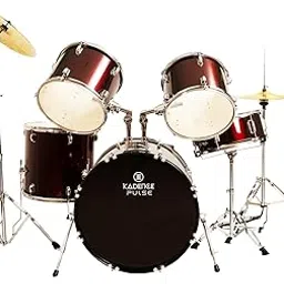Kadence Acoustic Beginners Drum Kit (5 Piece Complete) Full -Size Drumset with Cymbals (Wine Red) image 1