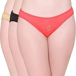 Womens Cotton Spandex Assorted Solid Bikini Briefs-image-7