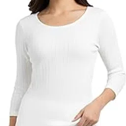 lux cozi HEATEK Women's White Ultra Soft Cotton Three Quarter Sleeve Regular Fit Thermal Top | Style - 333-picture-19