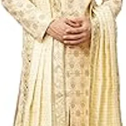 manyavar Men's Art Silk Gota Patti Embroidered Dupatta (1pc)-picture-40