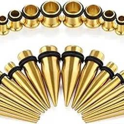 vcmart 14G-00G 36 pcs Ear Gauges Stretching Kit Tapers Plugs Eyelets Implant Grade Steel-picture-45