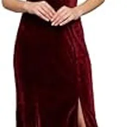 vaararo Bodycon Party Dress for Women with Double Slit Cut | Shiny Velvet Fabric Cold Shoulder Stylish Outfit-picture-30